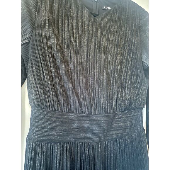 Express Black Party Dress w/ Gold Shimmer & Sheer Sleeves | Size Medium ✨ - Picture 7 of 7